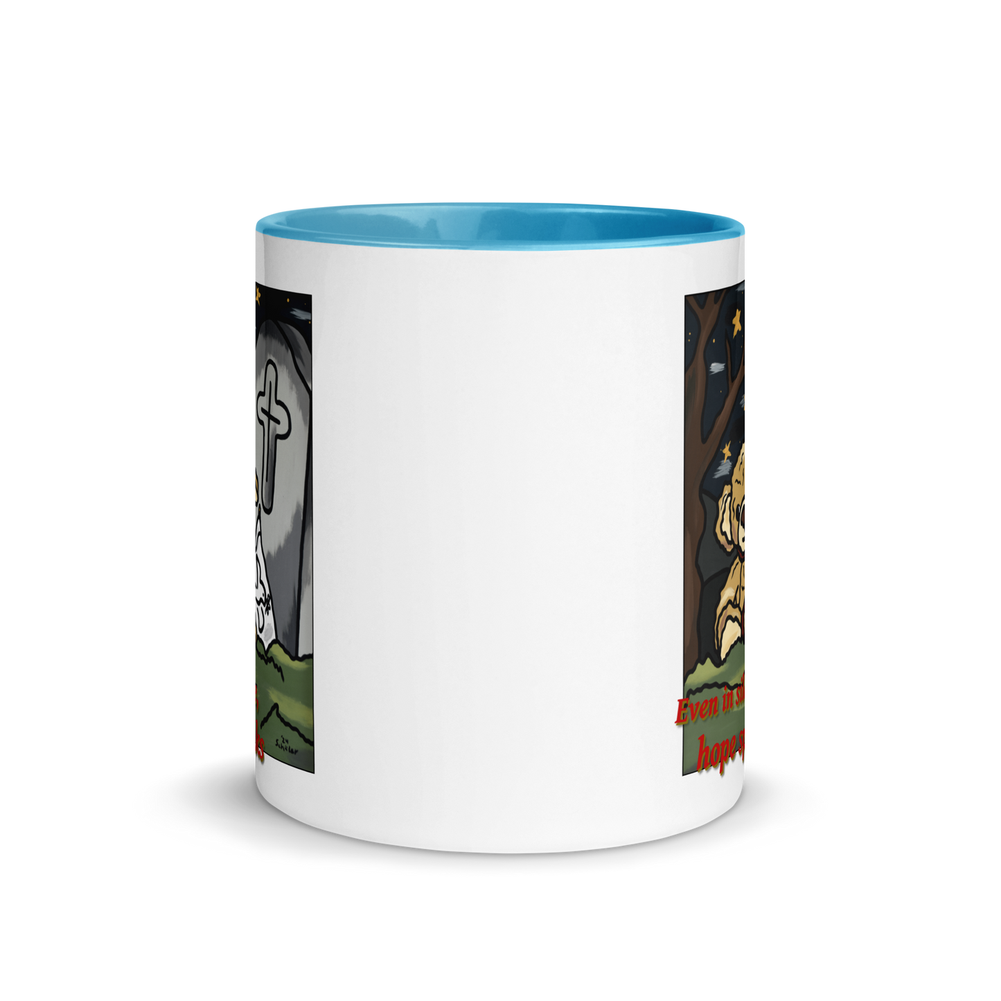 Mut zu Frieden: Weiße Tasse mit blauer Innenfarbe