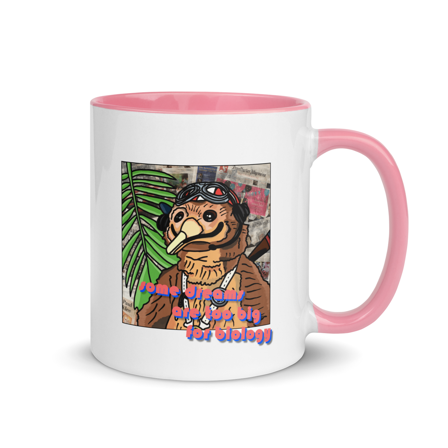 Kiwi Dreams: Weiße Tasse mit pinkem Inneren